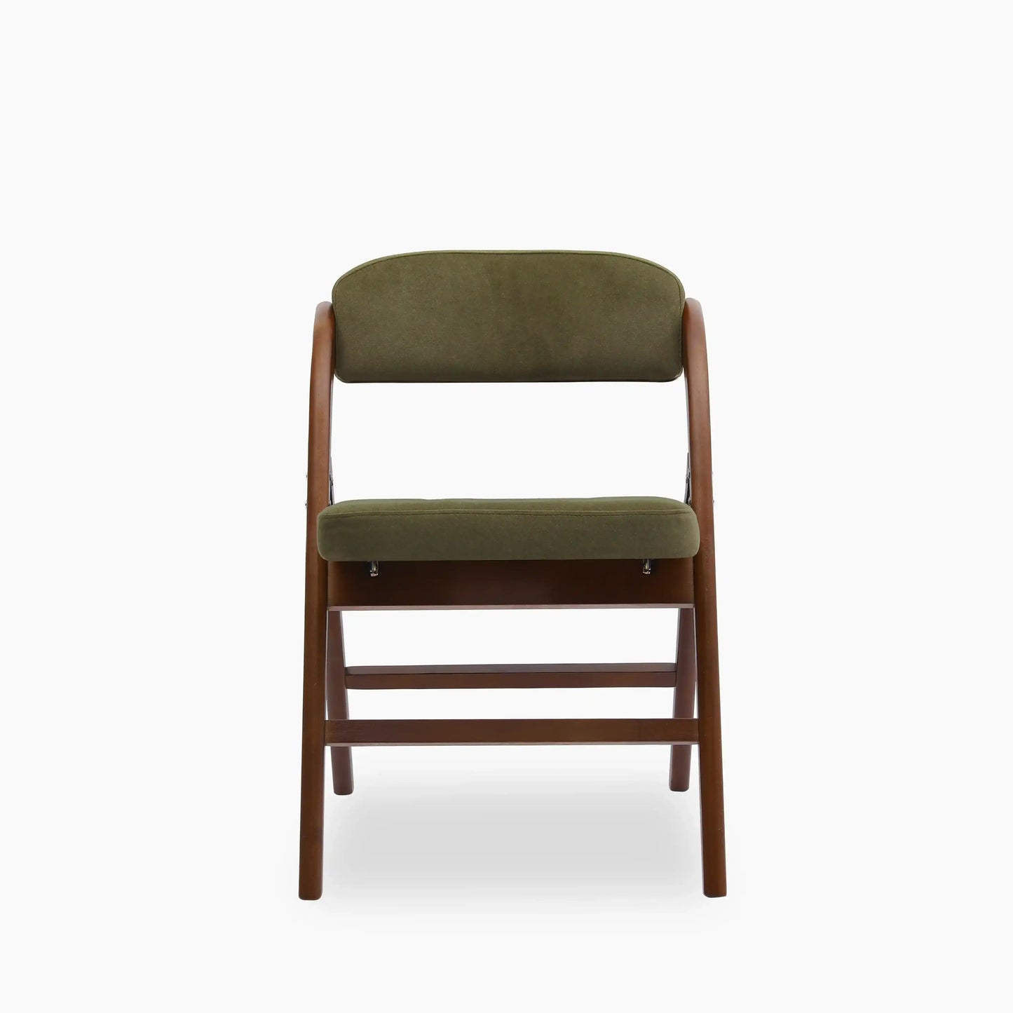 Nomad Folding Dining Chair | Moss Green Sustainable Mohair Velvet & Walnut