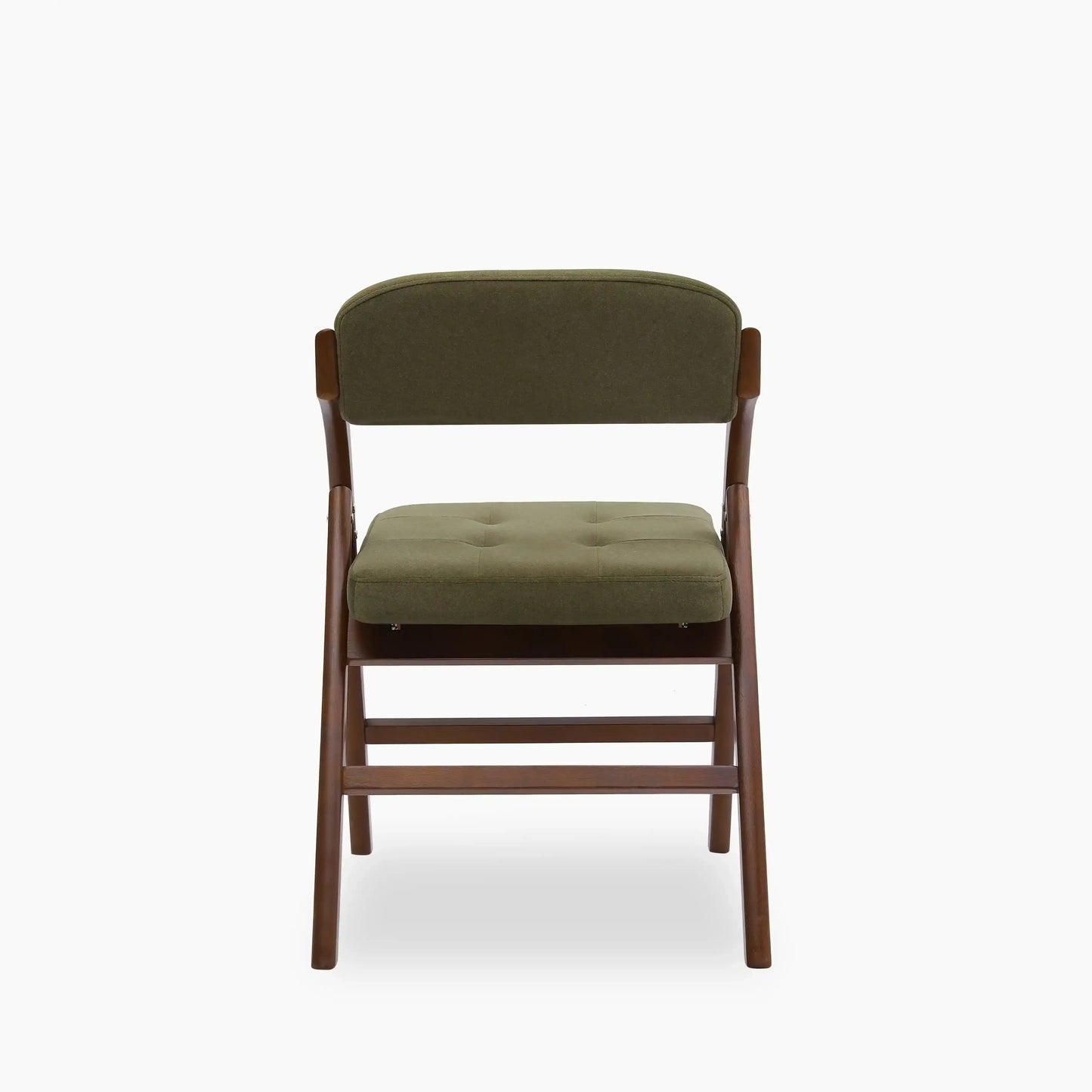 Nomad Folding Dining Chair | Moss Green Sustainable Mohair Velvet & Walnut