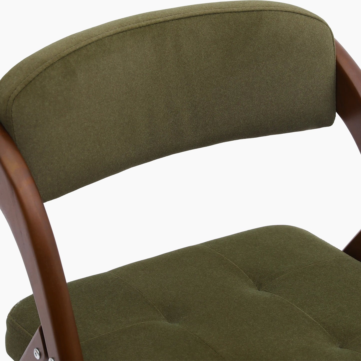Nomad Folding Dining Chair | Moss Green Sustainable Mohair Velvet & Walnut
