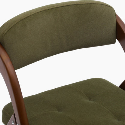 Nomad Folding Dining Chair | Moss Green Sustainable Mohair Velvet & Walnut