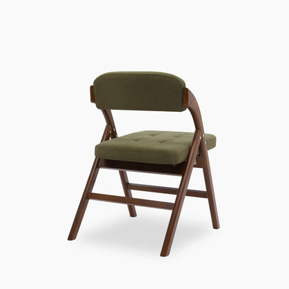 Nomad Folding Dining Chair | Moss Green Sustainable Mohair Velvet & Walnut