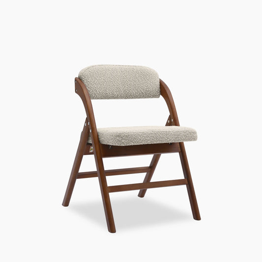 Nomad Folding Dining Chair | Speckled Stone Sustainable Boucle & Walnut