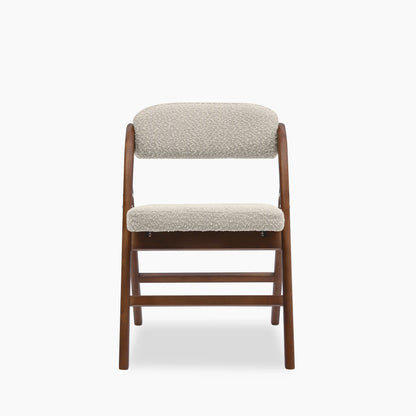 Nomad Folding Dining Chair | Speckled Stone Sustainable Boucle & Walnut