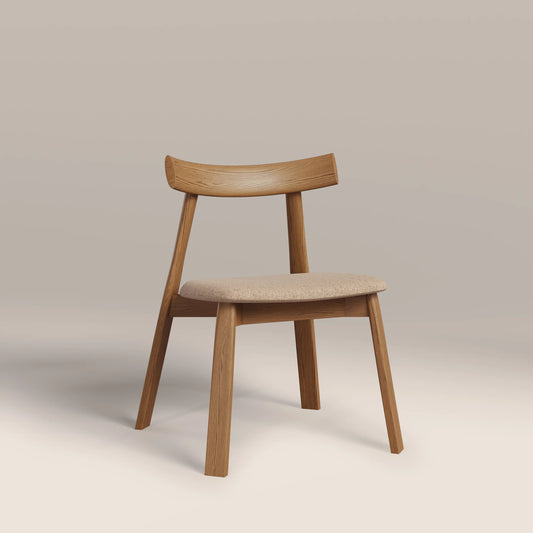 Clyde Wooden Dining Chair | Latte Sustainable Fabric & Oak