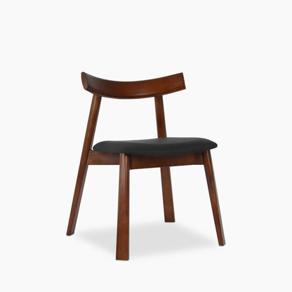 Clyde Wooden Dining Chair | Noir Black Faux Leather & Walnut