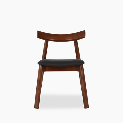 Clyde Wooden Dining Chair | Noir Black Faux Leather & Walnut