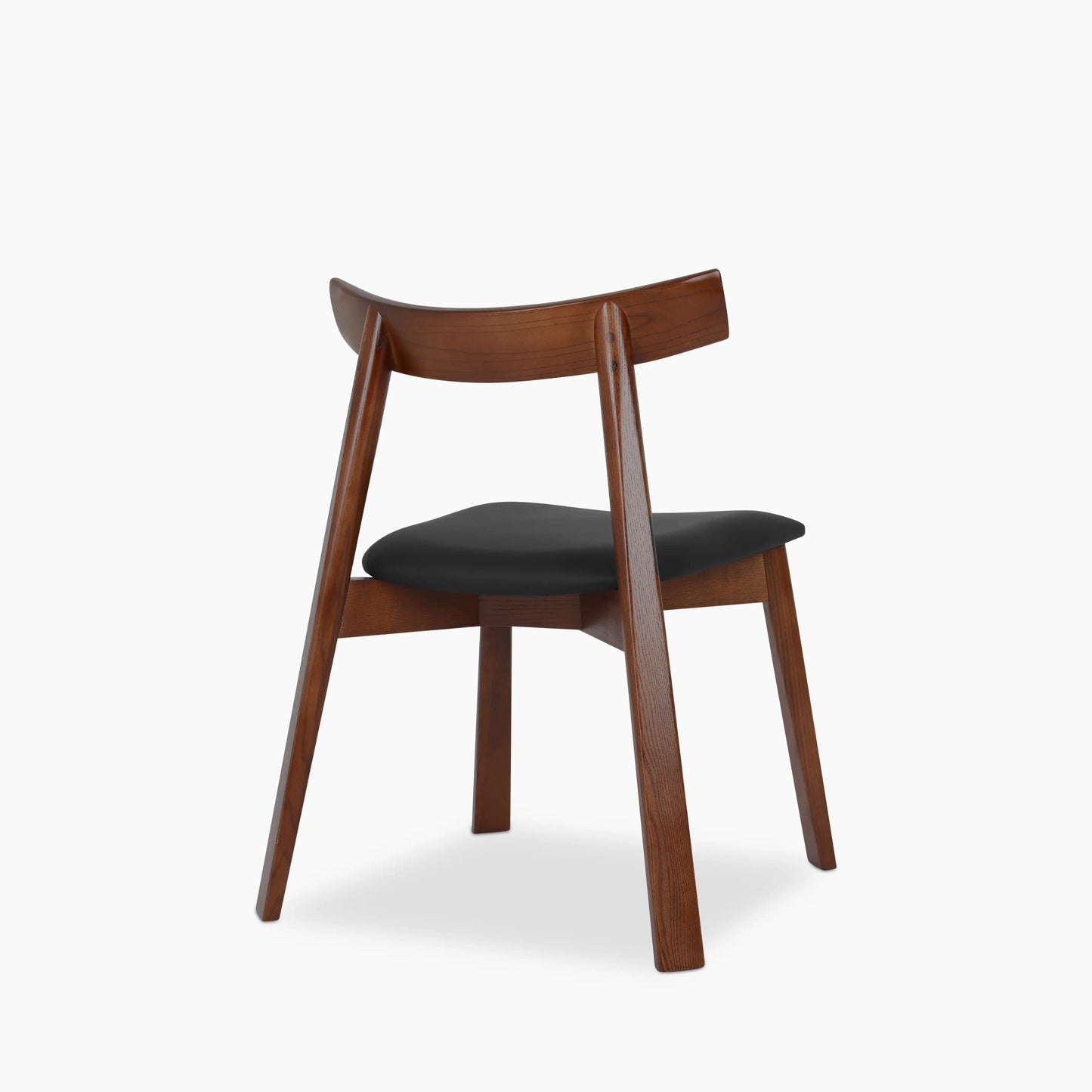 Clyde Wooden Dining Chair | Noir Black Faux Leather & Walnut