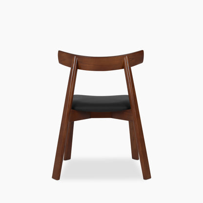 Clyde Wooden Dining Chair | Noir Black Faux Leather & Walnut