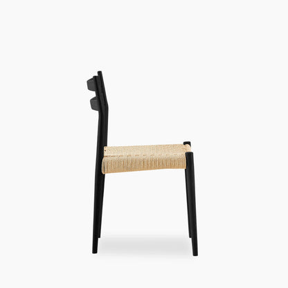Caleb Wooden Dining Chair | Natural Weave & Black