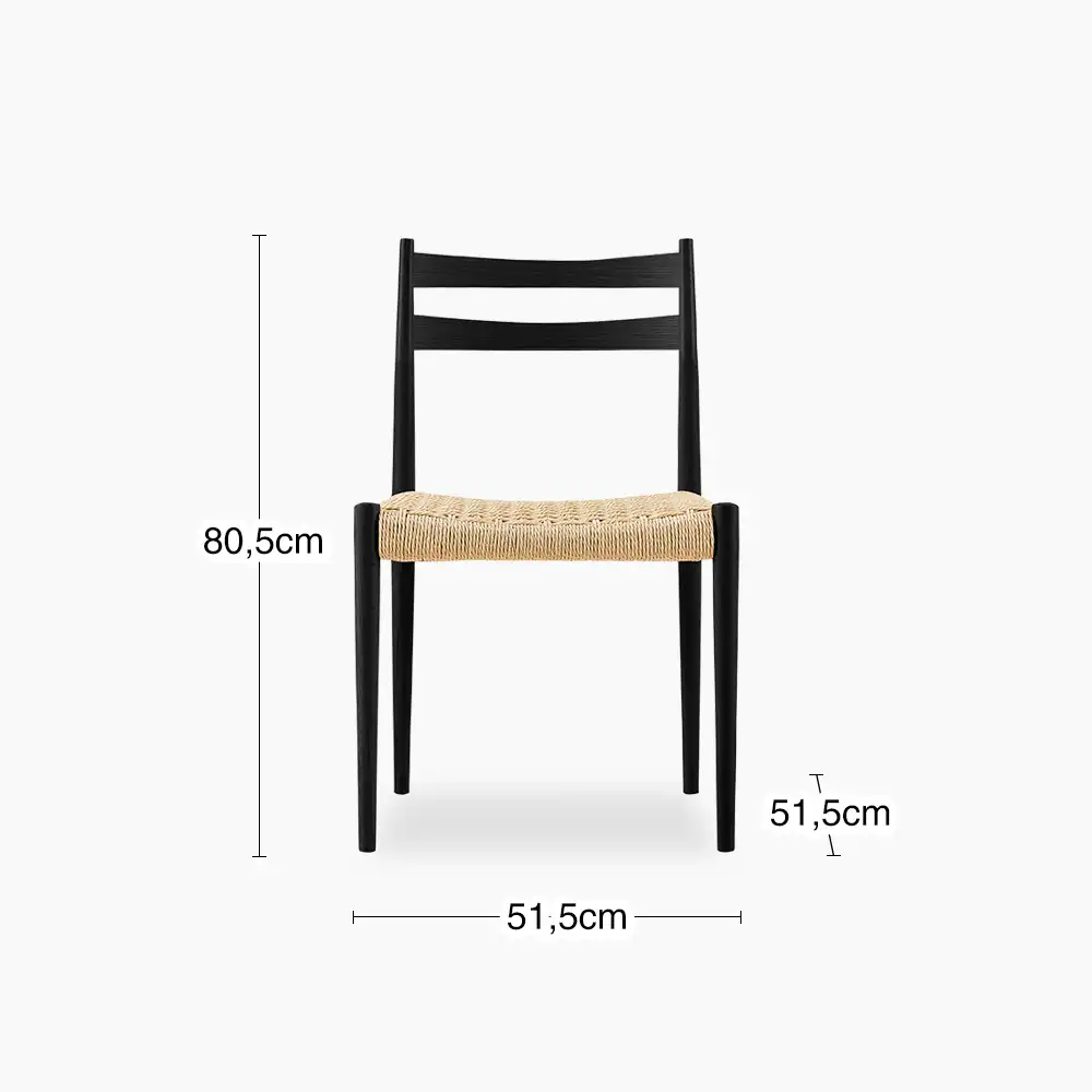 Caleb Wooden Dining Chair | Natural Weave & Black