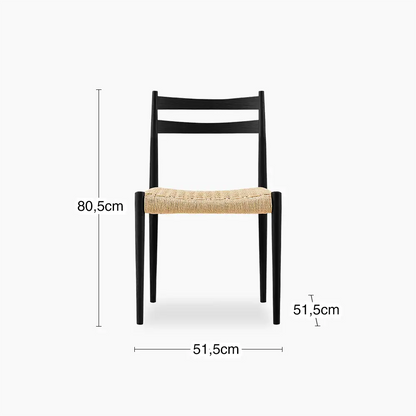Caleb Wooden Dining Chair | Natural Weave & Black