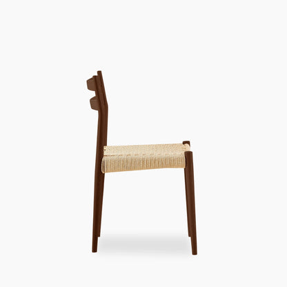 Caleb Wooden Dining Chair | Natural Weave & Walnut