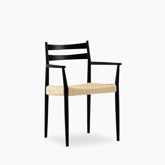 Caleb Wooden Carver Dining Chair | Natural Weave & Black