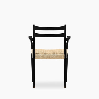 Caleb Wooden Carver Dining Chair | Natural Weave & Black
