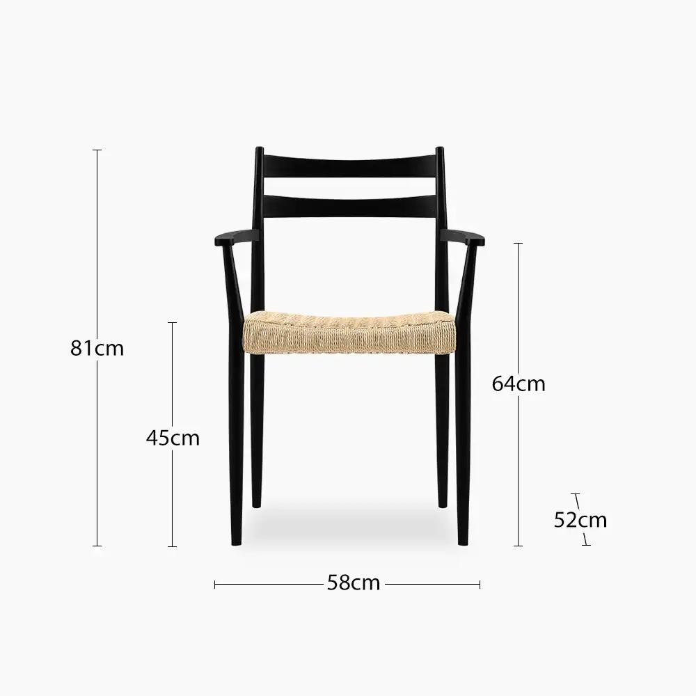 Caleb Wooden Carver Dining Chair | Natural Weave & Black