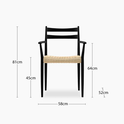 Caleb Wooden Carver Dining Chair | Natural Weave & Black