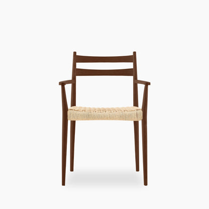 Caleb Wooden Carver Dining Chair | Natural Weave & Walnut