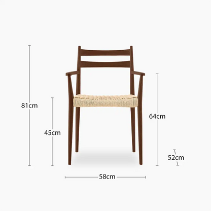 Caleb Wooden Carver Dining Chair | Natural Weave & Walnut