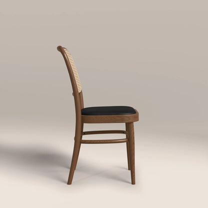 Bourne Wooden Dining Chair | Vintage Black Faux Leather & Walnut