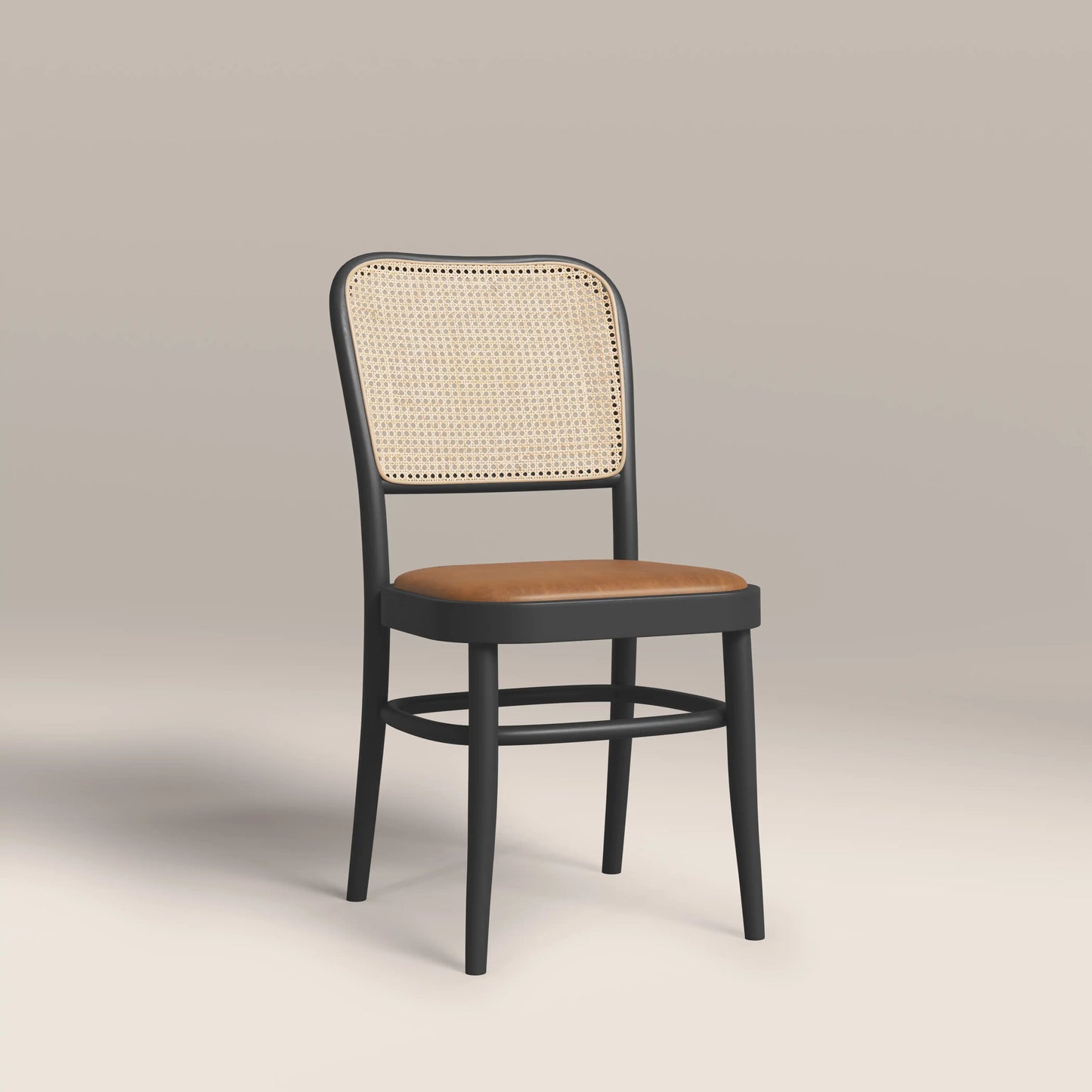 Bourne Wooden Dining Chair | Vintage Tan Faux Leather & Black