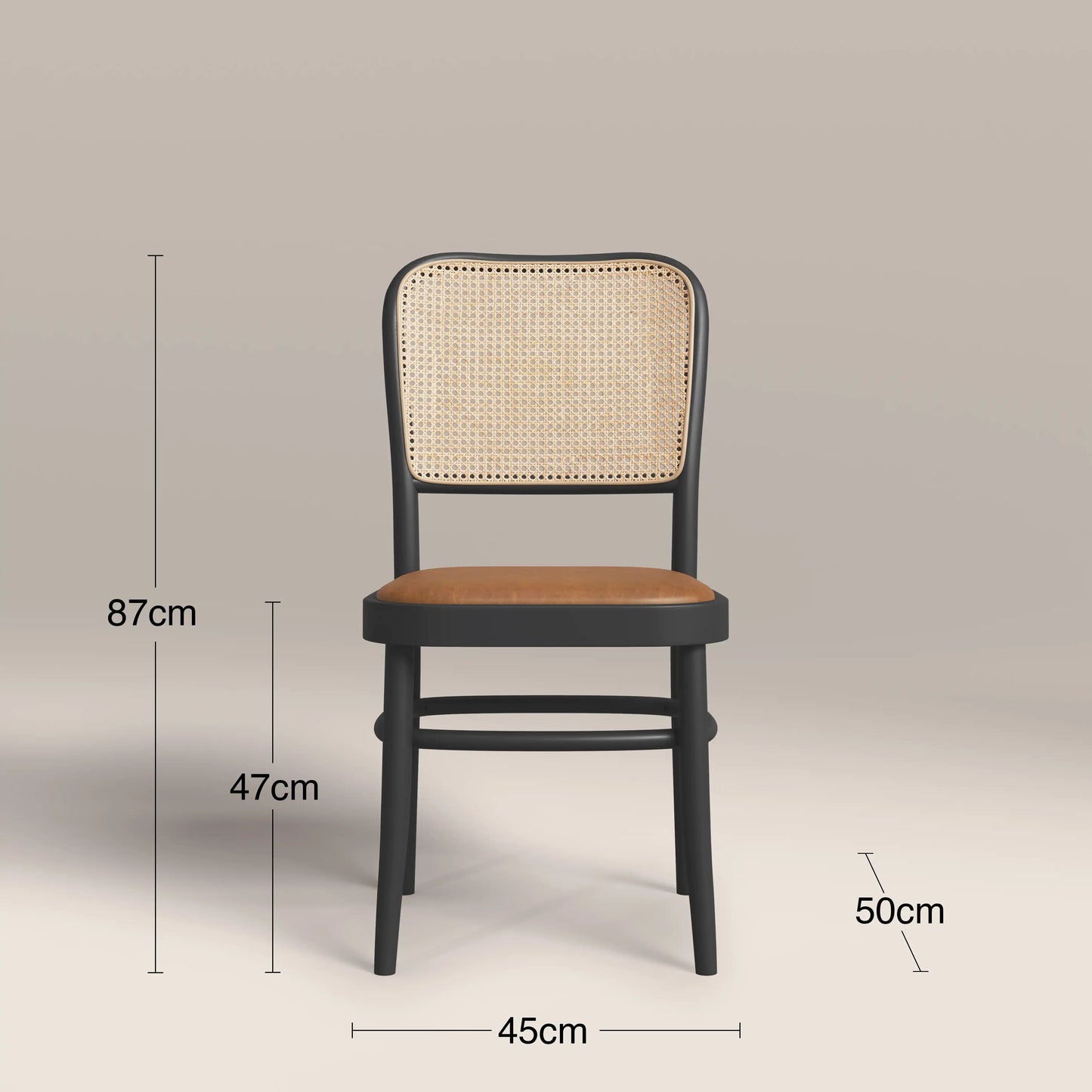 Bourne Wooden Dining Chair | Vintage Tan Faux Leather & Black