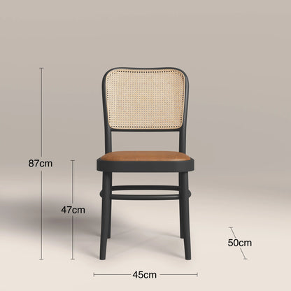 Bourne Wooden Dining Chair | Vintage Tan Faux Leather & Black