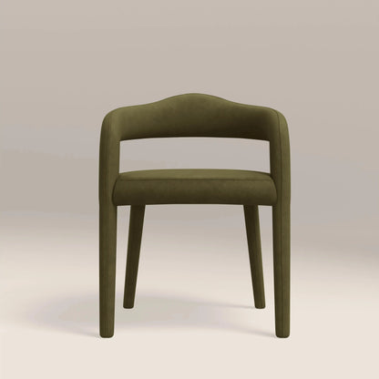 Ophelia Carver Dining Chair | Moss Green Sustainable Mohair Velvet