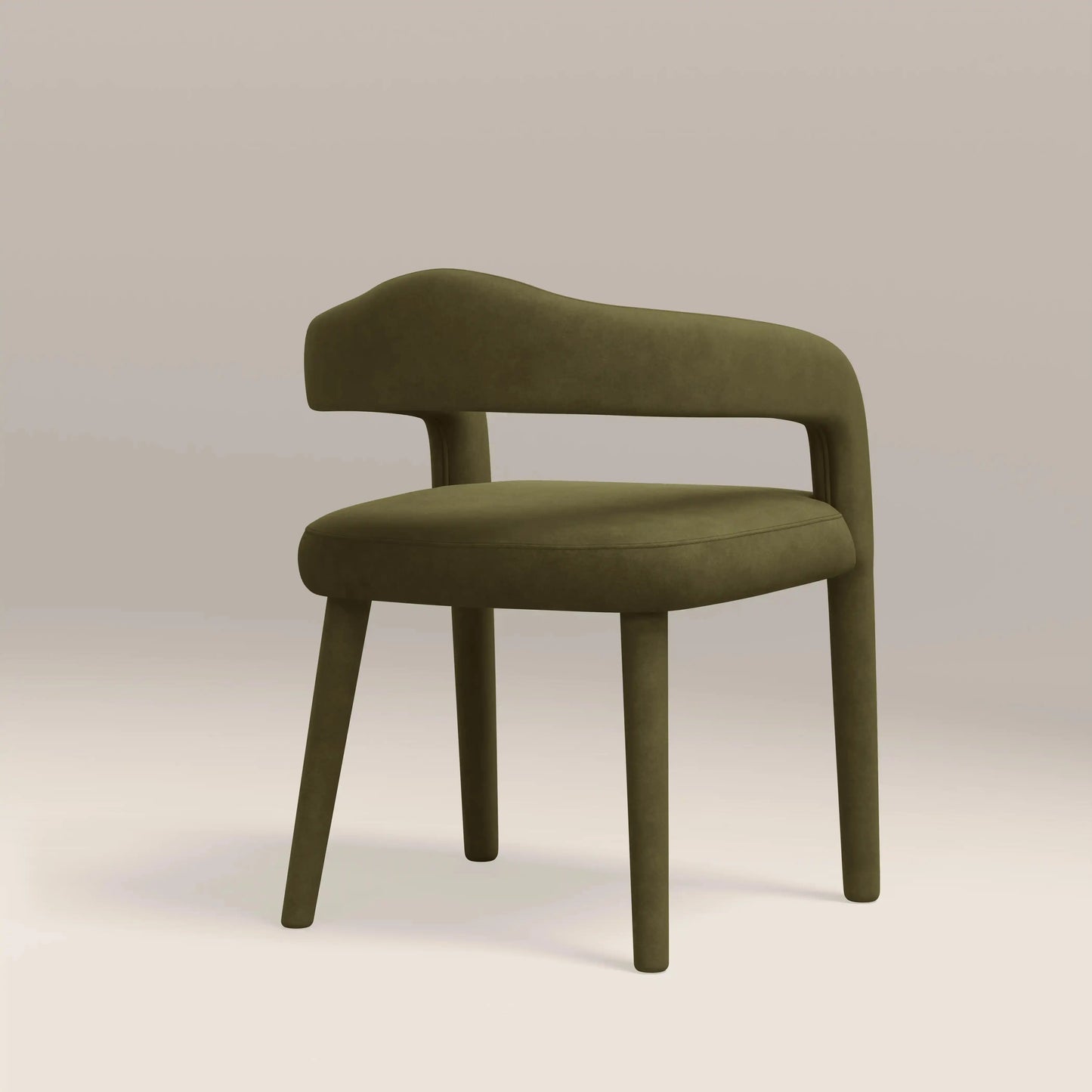 Ophelia Carver Dining Chair | Moss Green Sustainable Mohair Velvet