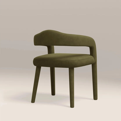 Ophelia Carver Dining Chair | Moss Green Sustainable Mohair Velvet