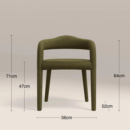 Ophelia Carver Dining Chair | Moss Green Sustainable Mohair Velvet