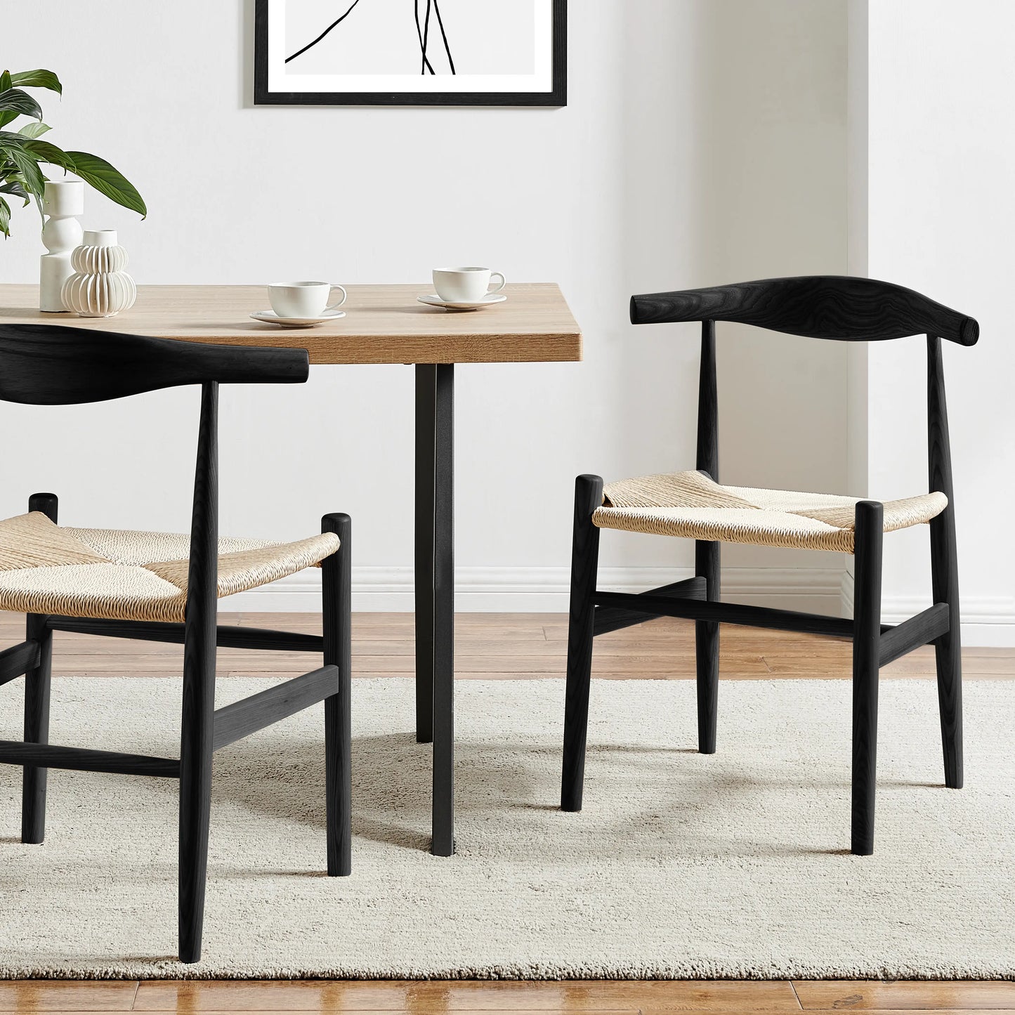 Aalborg Wooden Dining Chair | Natural Weave & Black