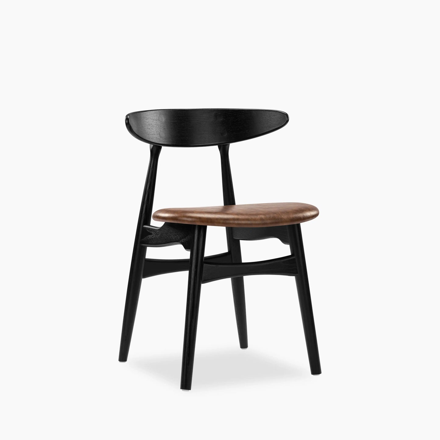 Malmros Wooden Dining Chair | Vintage Tan Faux Leather & Black