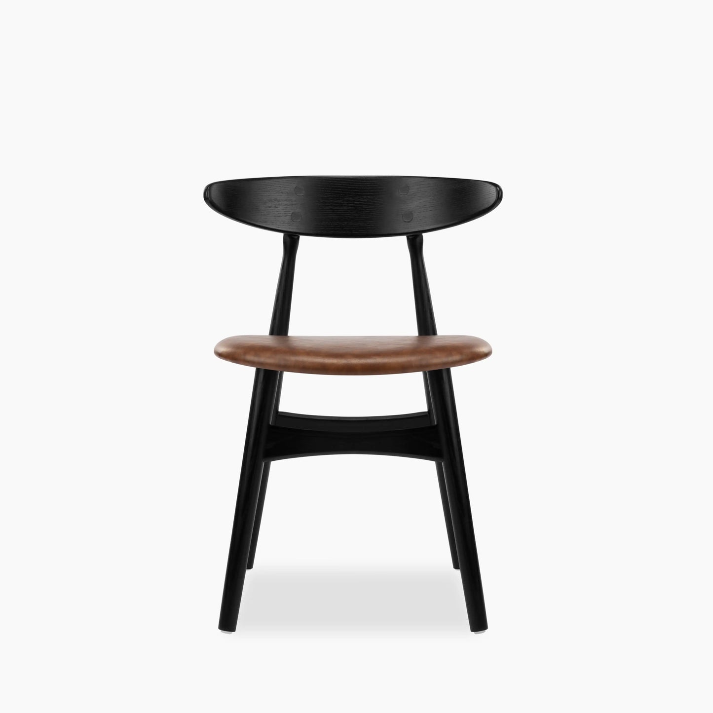 Malmros Wooden Dining Chair | Vintage Tan Faux Leather & Black