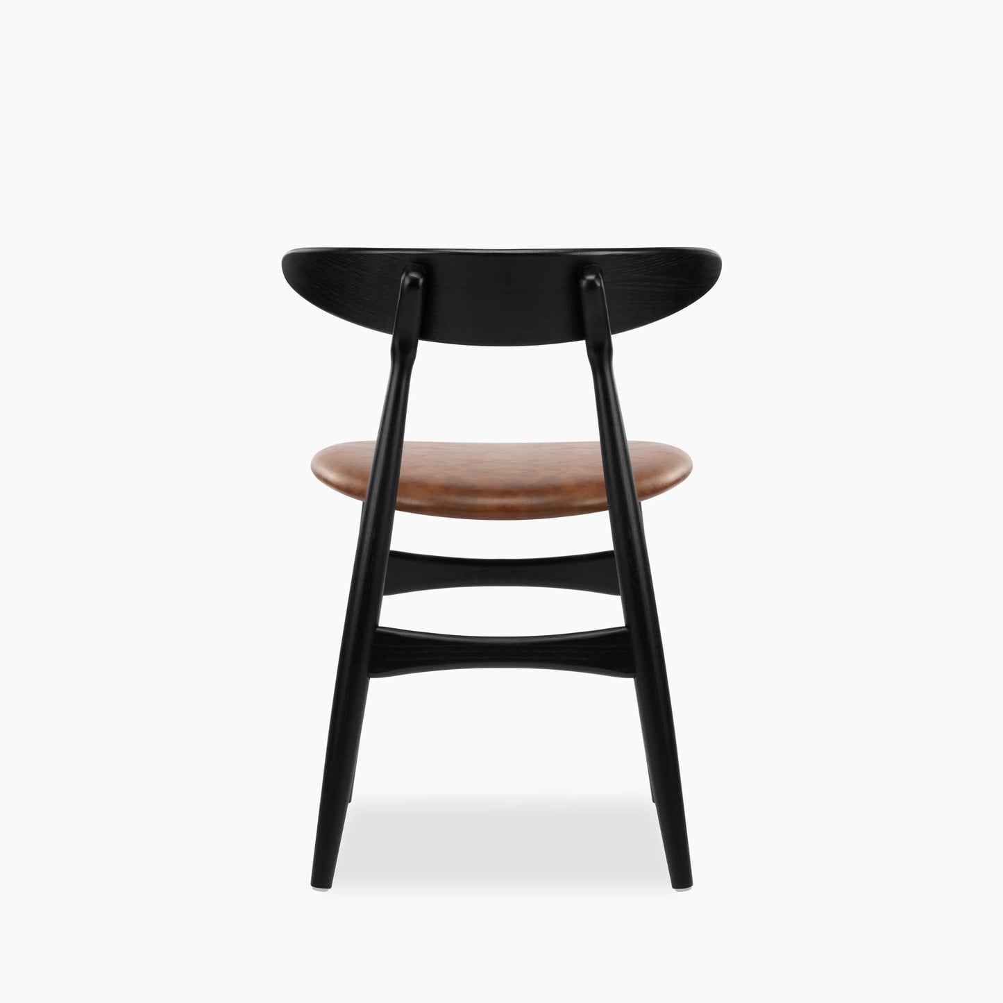 Malmros Wooden Dining Chair | Vintage Tan Faux Leather & Black