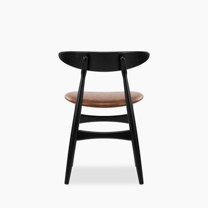 Malmros Wooden Dining Chair | Vintage Tan Faux Leather & Black