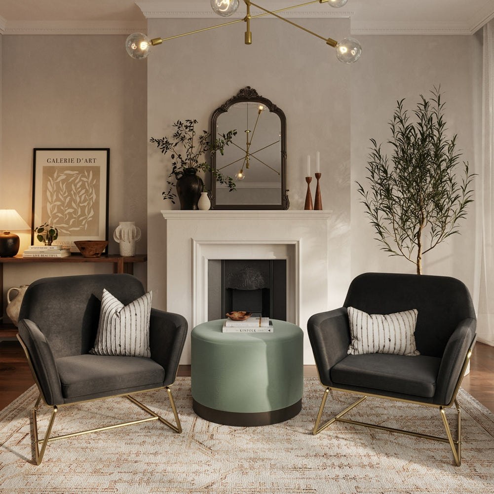 Theodore Armchair - Black Velvet & Gold