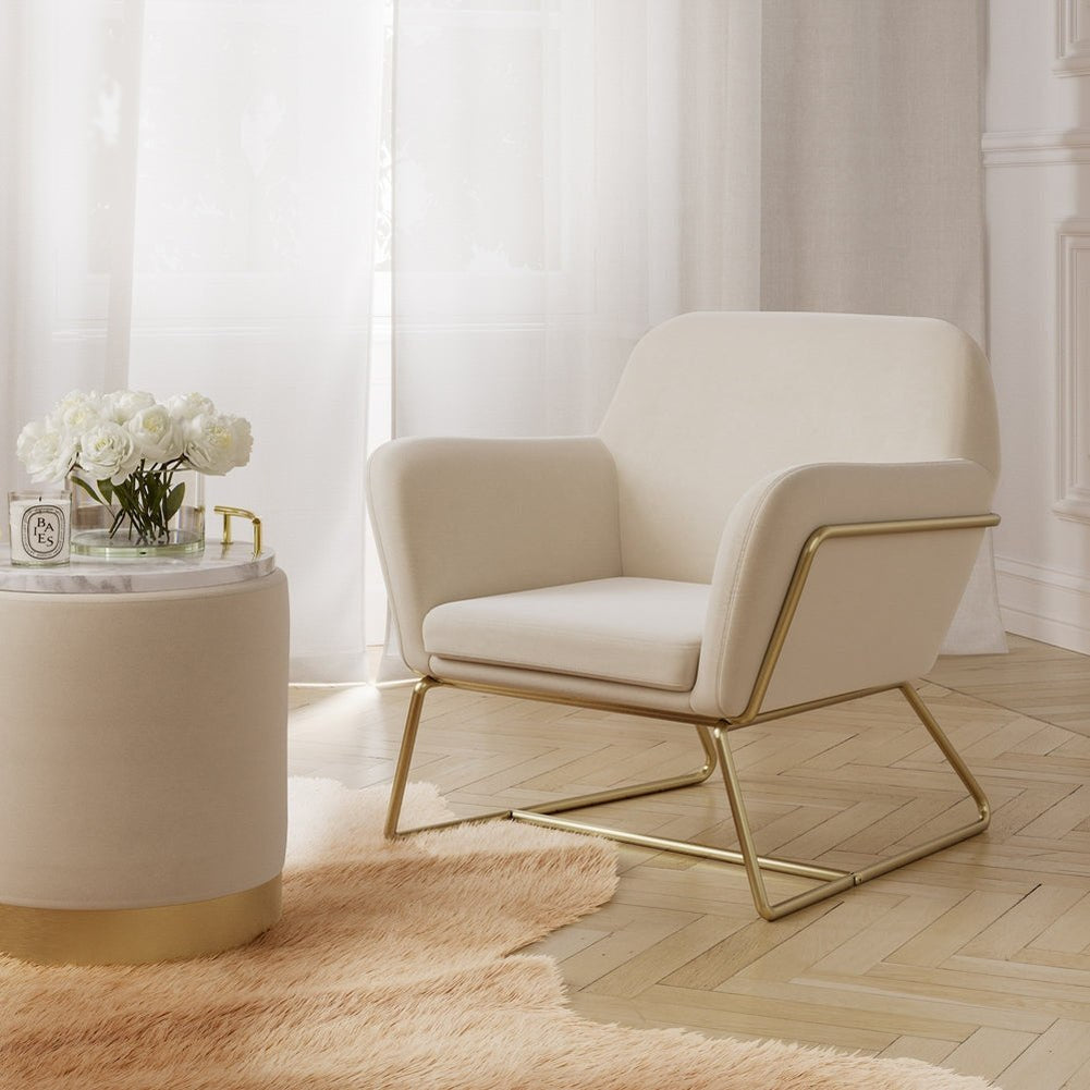 Theodore Armchair - Cream Velvet & Gold