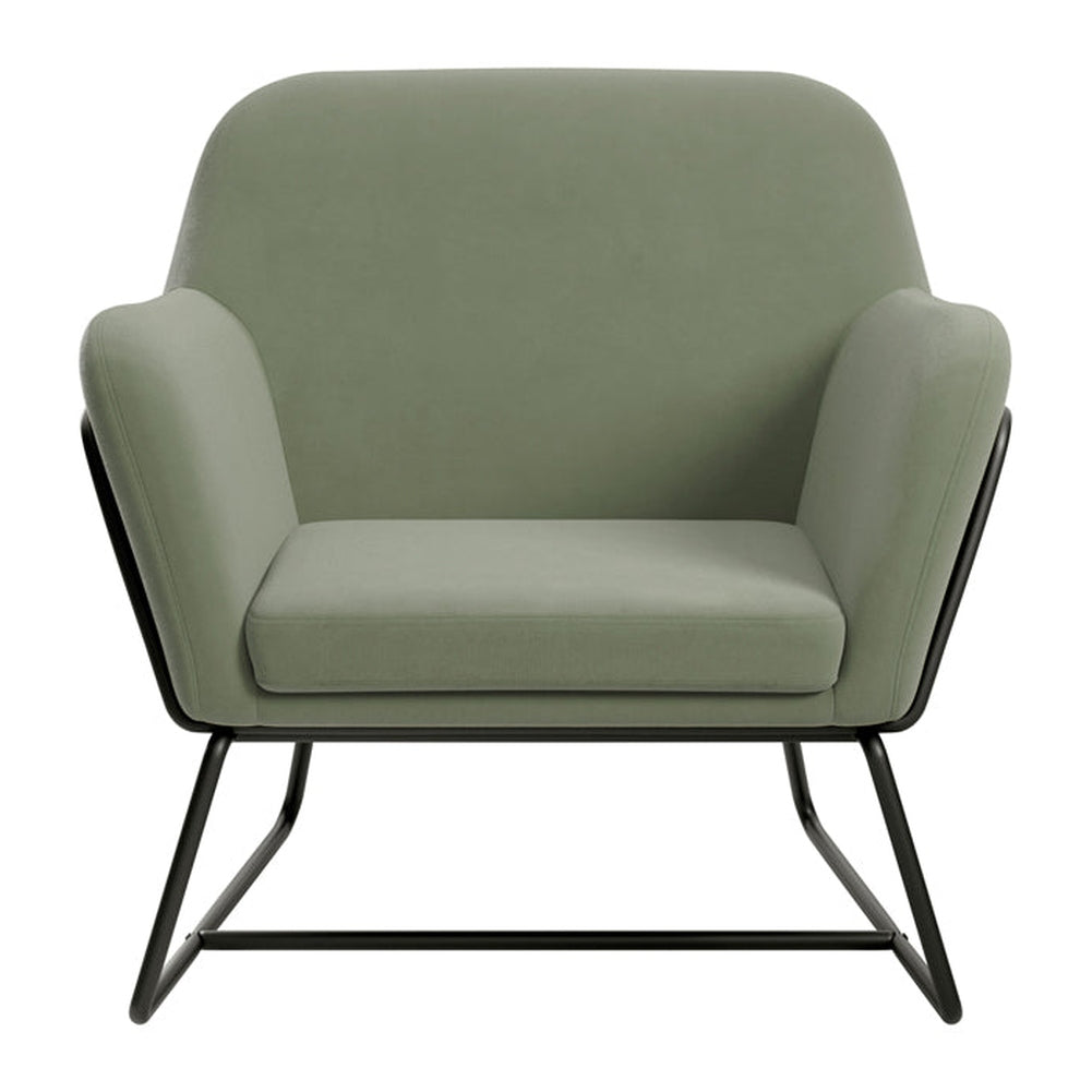 Theodore Armchair - Sage Velvet & Matte Black