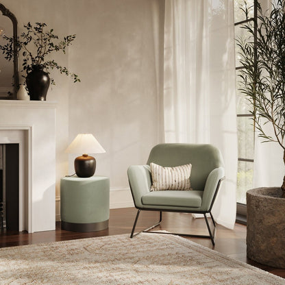 Theodore Armchair - Sage Velvet & Matte Black