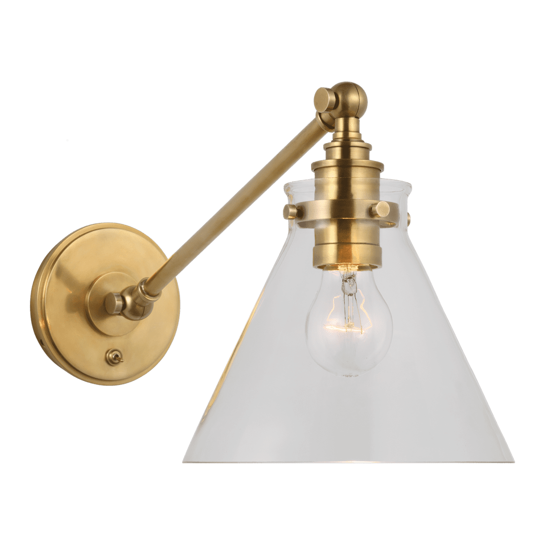 Parkington Single Library Wall Light - Antique-Burnished Brass with Clear Glass