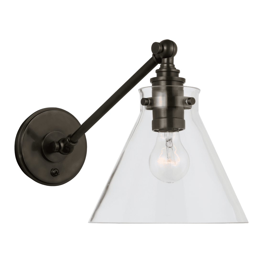 Parkington Single Library Wall Light - Bronze with Clear Glass