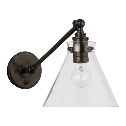 Parkington Single Library Wall Light - Bronze with Clear Glass