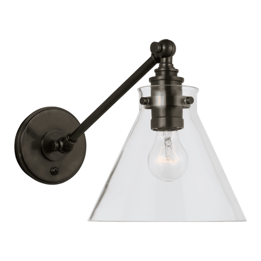 Parkington Single Library Wall Light - Bronze with Clear Glass