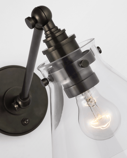 Parkington Single Library Wall Light - Bronze with Clear Glass