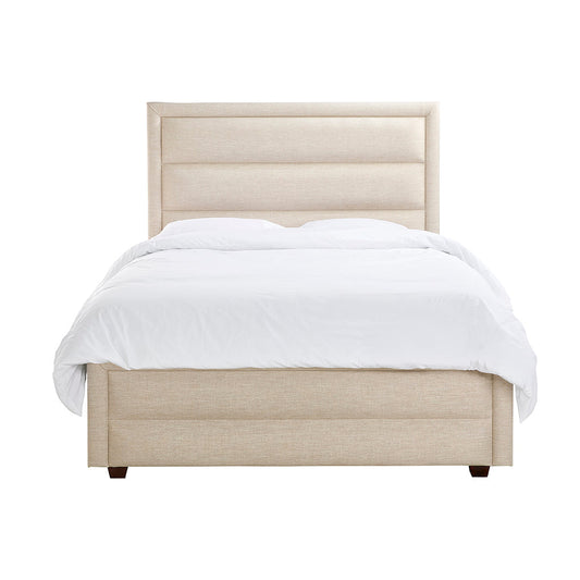 Camilla Luxury Panelled Upholstered Bed - Stone