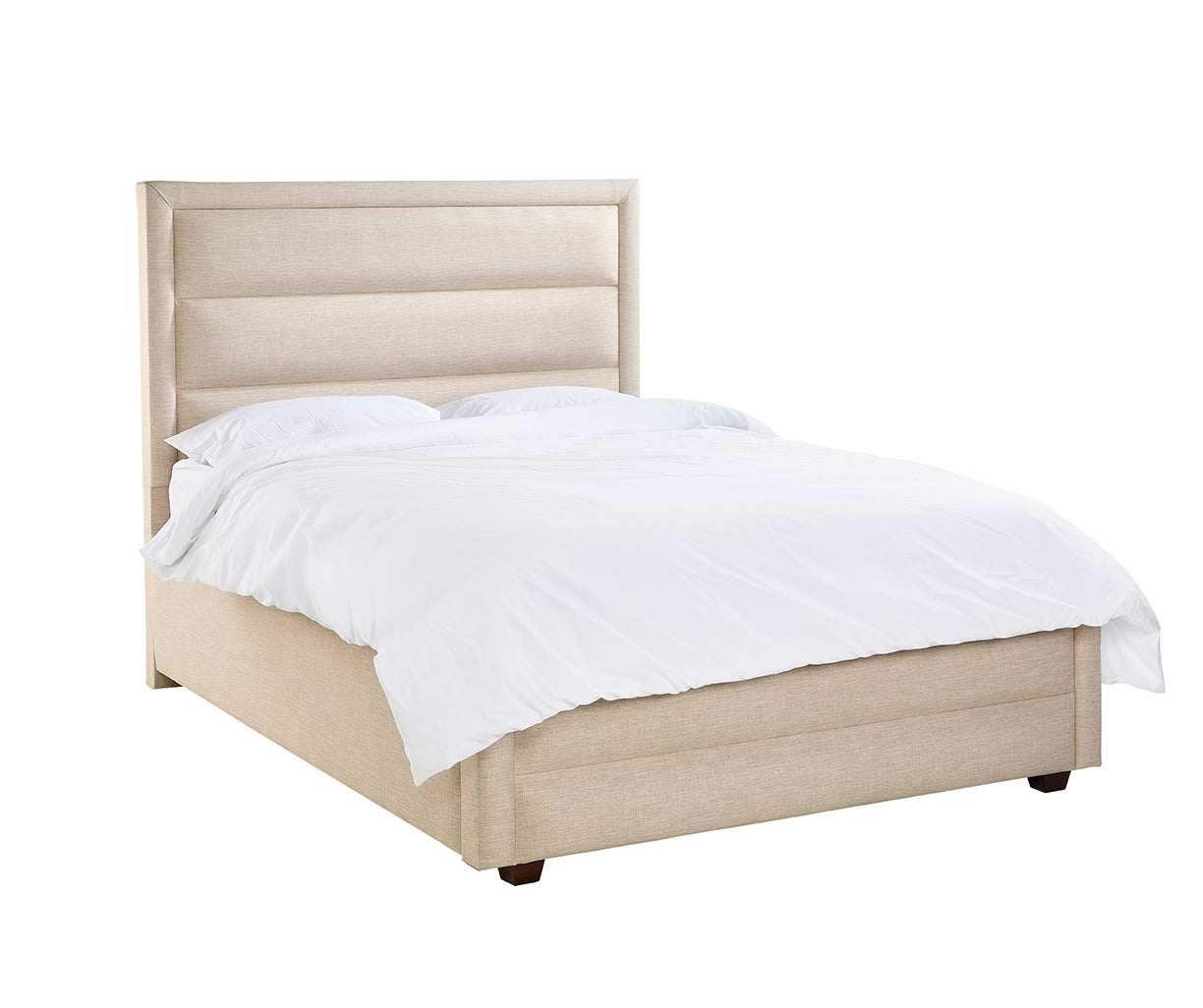 Camilla Luxury Panelled Upholstered Bed - Stone