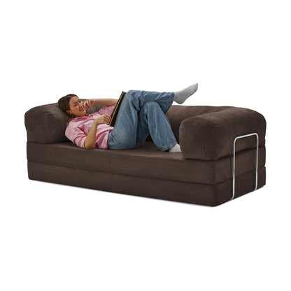 Nubo Compact Brown Canape Sofa - Compressed for Easy Shipping