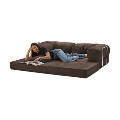 Nubo Compact Brown Canape Sofa - Compressed for Easy Shipping