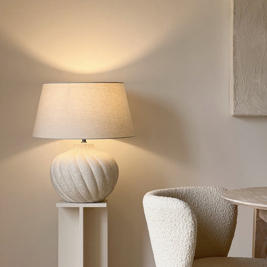 Caprera - Stone Textured Ceramic Drum Shade Table Lamp