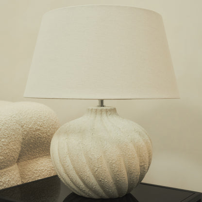 Caprera - Stone Textured Ceramic Drum Shade Table Lamp